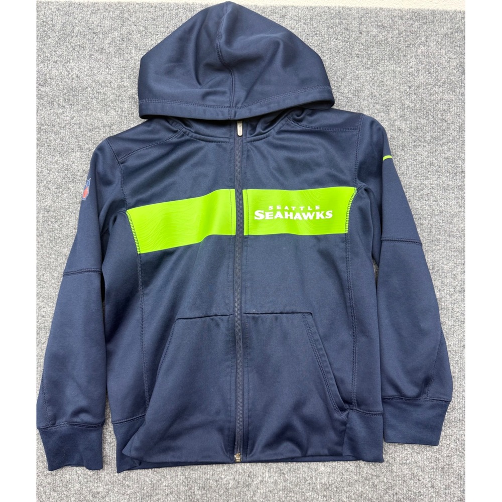 Nike Seattle Seahawks Youth Small Navy Blue Full Zip Hoodie NFL Onfield Apparel